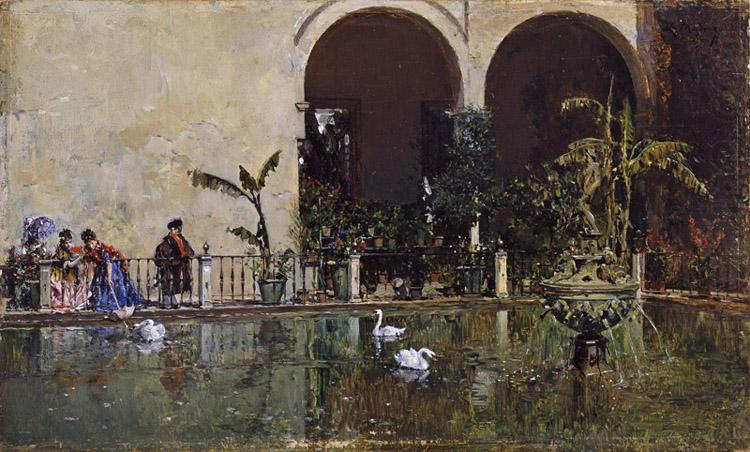 Pool in the Alcazar of Seville (nn02), Raimundo de Madrazo y  Garreta